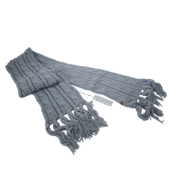 Bickley + Mitchell Amsterdam Knit Fringe Scarf - Steel Grey - NWT - Picture 2 of 5